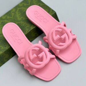 Gucci Pink Sandals with Floral Embellishment